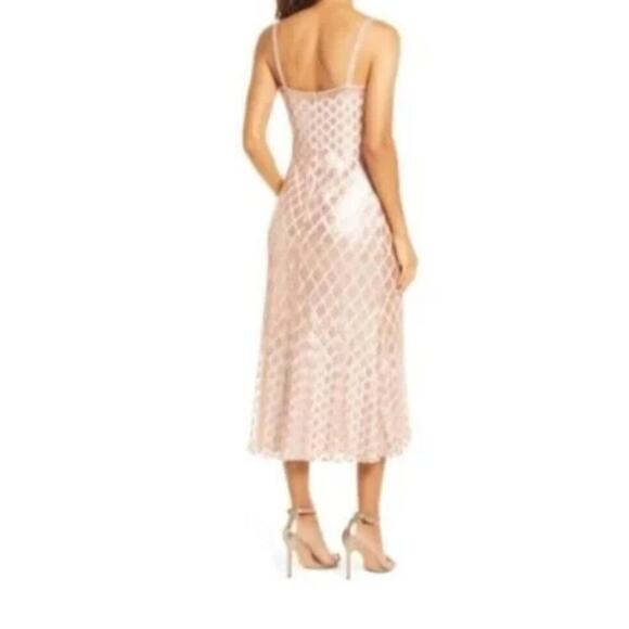 SHO Tadashi Shoji Sz 4 Diamond Sequins Midi Slip Dress Blush Pink Annabelle NWT - Picture 11 of 11